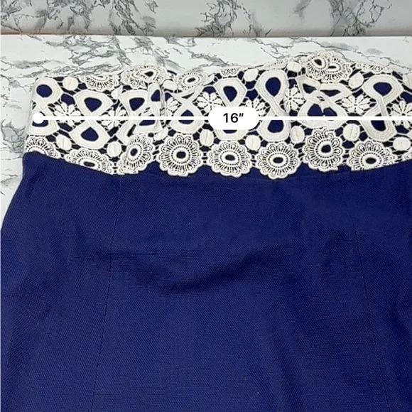 Lilly Pulitzer Bowen Navy Strapless Mini Dress with White Crochet Bust size 10 - Picture 12 of 15